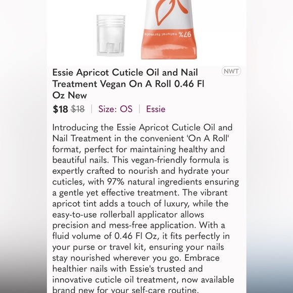 ESSIES ON A ROLL Apricot Cuticle Oil & Nail Treatment roll on Oil NEW! FULL SIZE - Picture 5 of 5